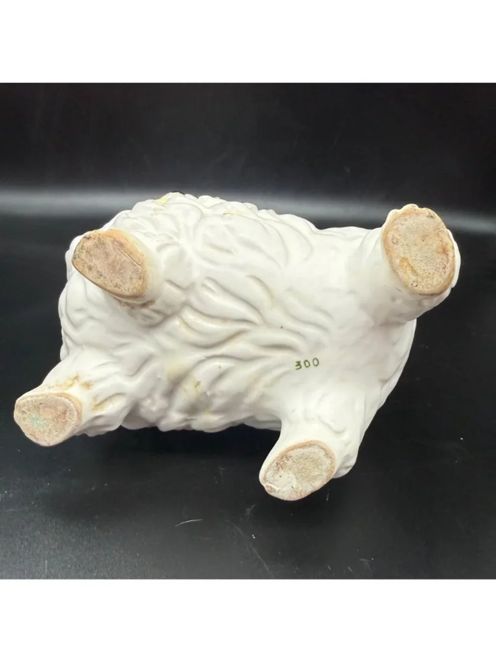 Vtg White Poodle Dog Planter Hand Painted Ceramic Bows Flowers MCM Import Kitsch